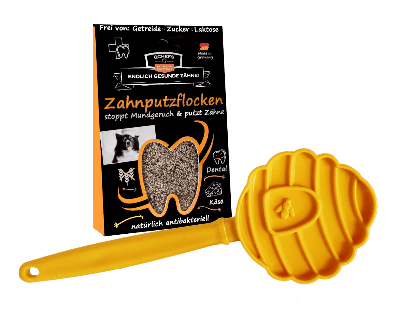 QCHEFS_PACKSHOT_Zahnputzflocken_LICKSTICK_HONEY_GELB_HUN